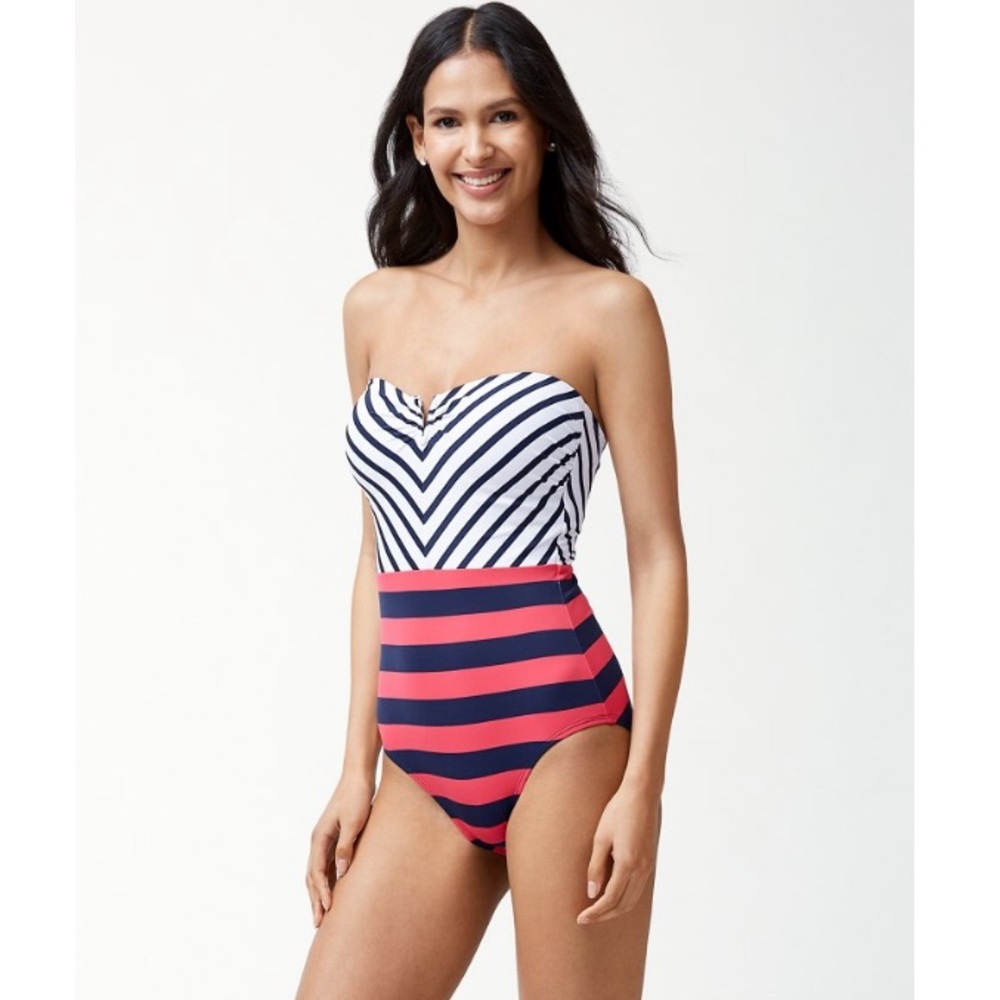 Tommy Bahama one piece suit with matching rash guard top size L